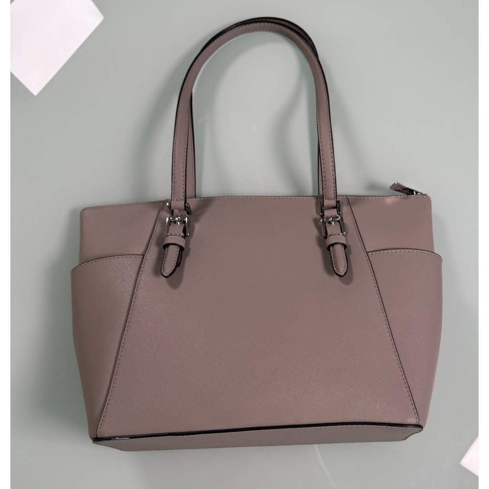 Michael Kors Charlotte Large Top Zip Leather Tote Pearl Gray #35FOSCFT3L - Picture 2 of 14